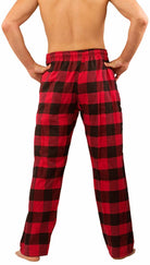 Men's Red Buffalo Plaid Flannel Pajama Pants in red buffalo plaid – detail view