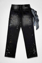 Men's relaxed canvas workwear pants with bandana scarf detail in black stone