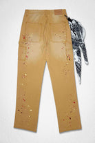 Men's relaxed canvas workwear pants with bandana scarf detail in wheat