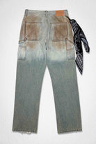 Men's light stone relaxed workwear jeans with bandana scarf detail