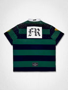 Men's hunter green washed club polo with rhinestone appliqué and embroidery