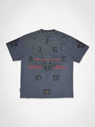 Men's dark grey washed graphic tee with rhinestone chess checkmate design