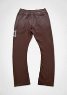 Men's caffe brown washed flare joggers with rhinestone graphic