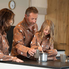 Men's Teddy Bear Print Cotton Flannel Pajama Set in caramel brown – front view
