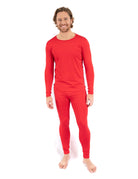 Men's Thermal Pajama Set in red – front view