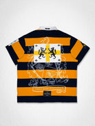 Men's gold washed cotton polo with crest patch and appliqué
