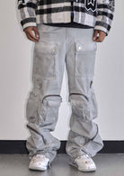 Men's grey stone Y2K wide fit utility cargo jeans