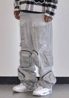 Men's grey stone Y2K wide fit utility cargo jeans