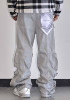 Men's grey stone Y2K wide fit utility cargo jeans