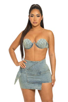 Denim crop top skirt set - Epicplacess
