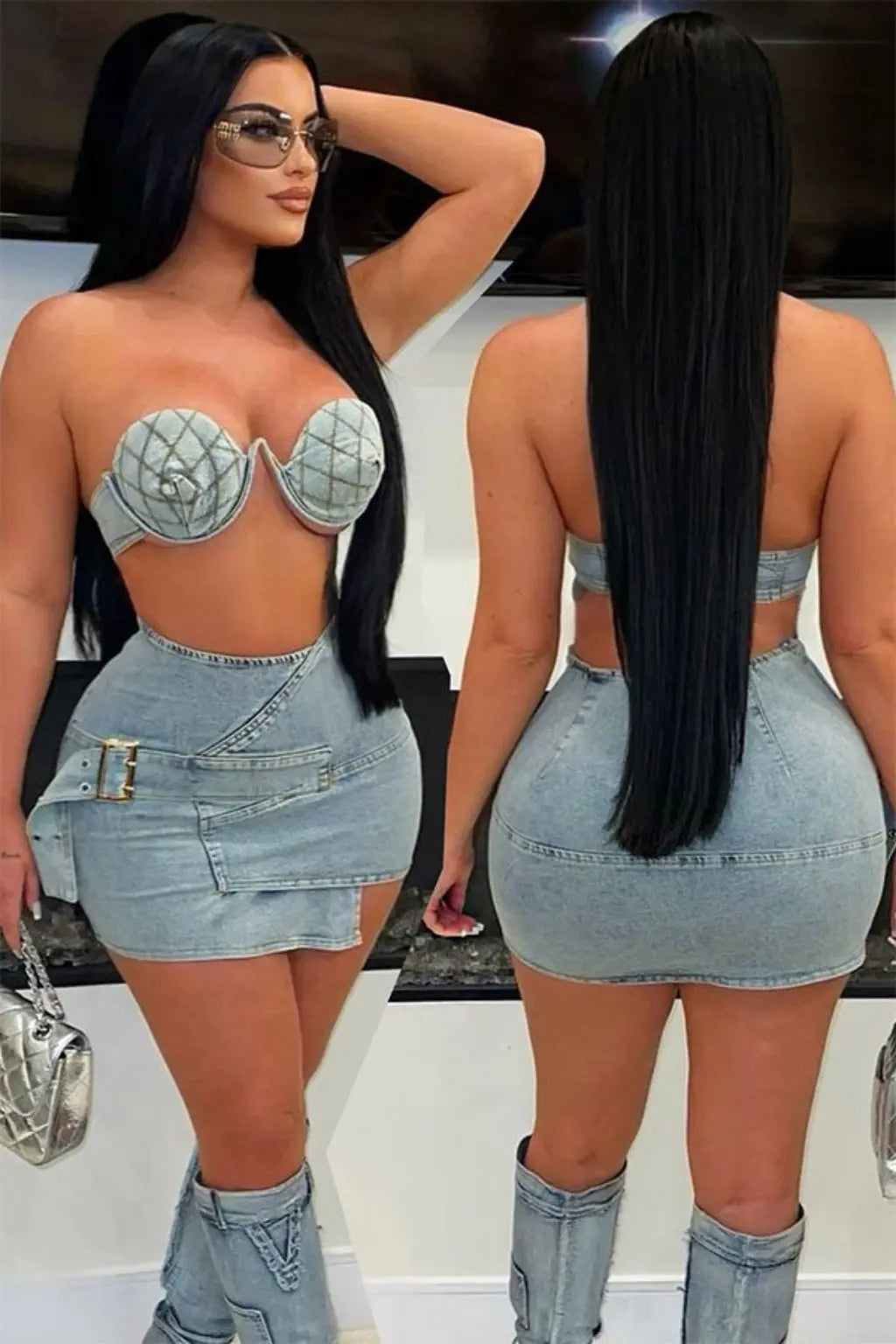 Denim skirt set detail - Epicplacess