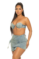 Denim skirt set outfit view - Epicplacess