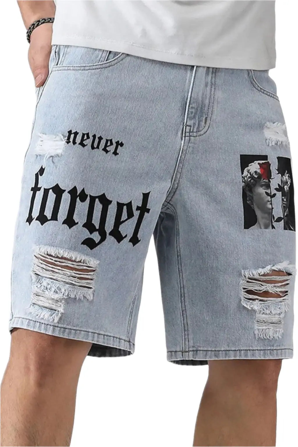 Men's distressed raw hem denim shorts - Epicplacess