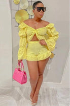 Mollie Ruffle Short Set - Yellow - Epicplacess