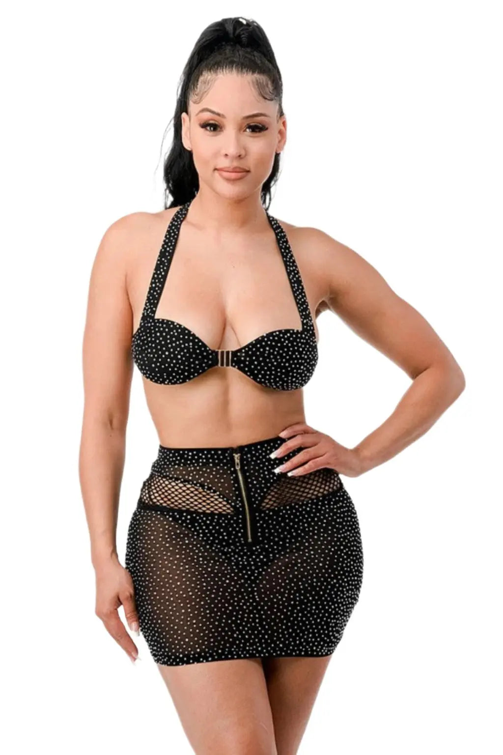 Black rhinestone skirt set - Epicplacess