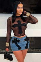 Denim mini skirt set detail - Epicplacess