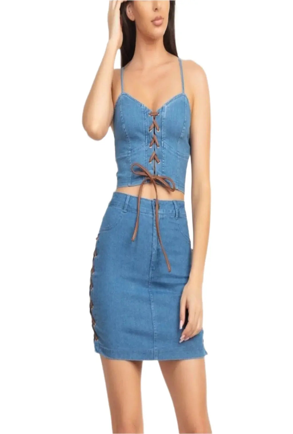 Denim skirt set product view - Epicplacess