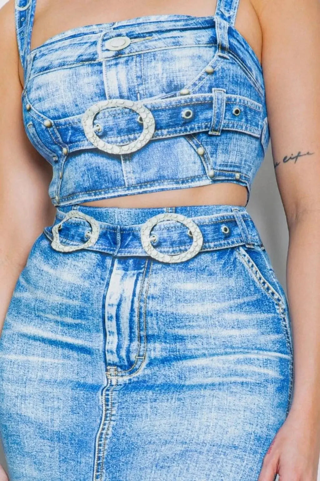 Denim skirt set back view - Epicplacess