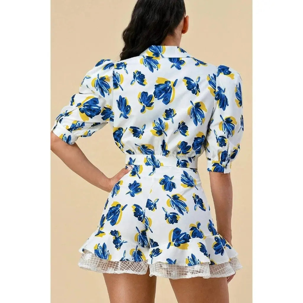 Floral shorts set front view - Epicplacess