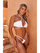 White cross-over halter bikini - Epicplacess