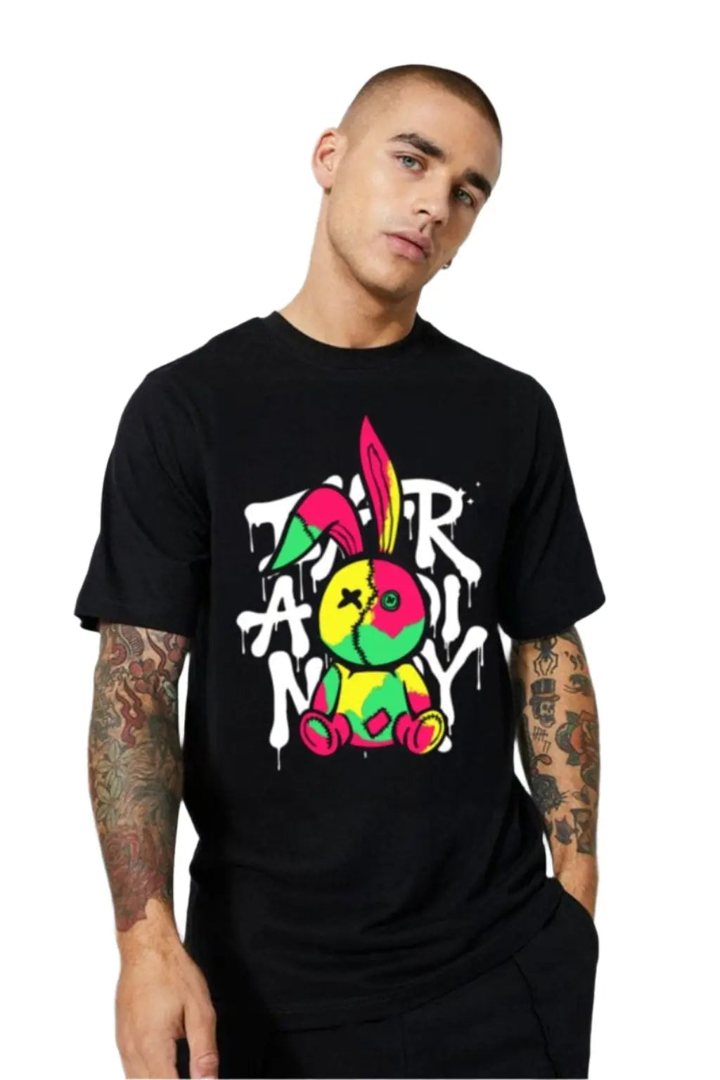 Bunny graphic tee front view - Epicplacess