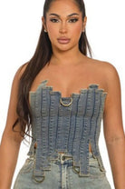 Bae Shape denim corset crop top front view - Epicplacess