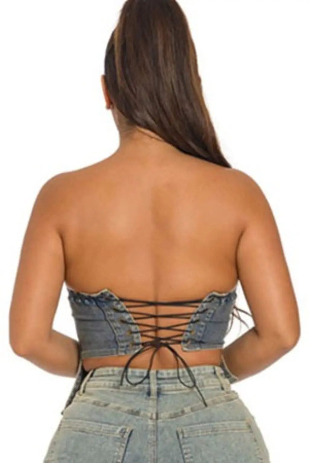 Bae Shape denim corset crop top detail - Epicplacess