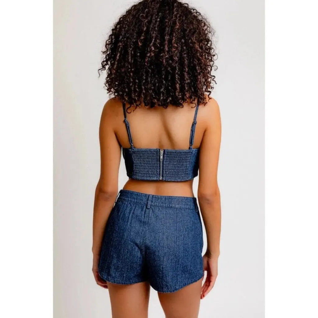 Denim crop top back view - Epicplacess
