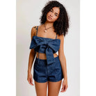 Denim crop top front view - Epicplacess