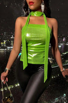 Shiny Serena green halter top - Epicplacess