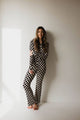 Women's black and white checkerboard bamboo pajama set