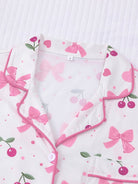 Women's pink bows and cherries print pajama short set – view 2