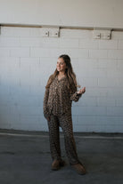 Women's leopard bamboo button-up pajama set – view 4