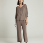 Women's mocha brown modal lounge pajama set