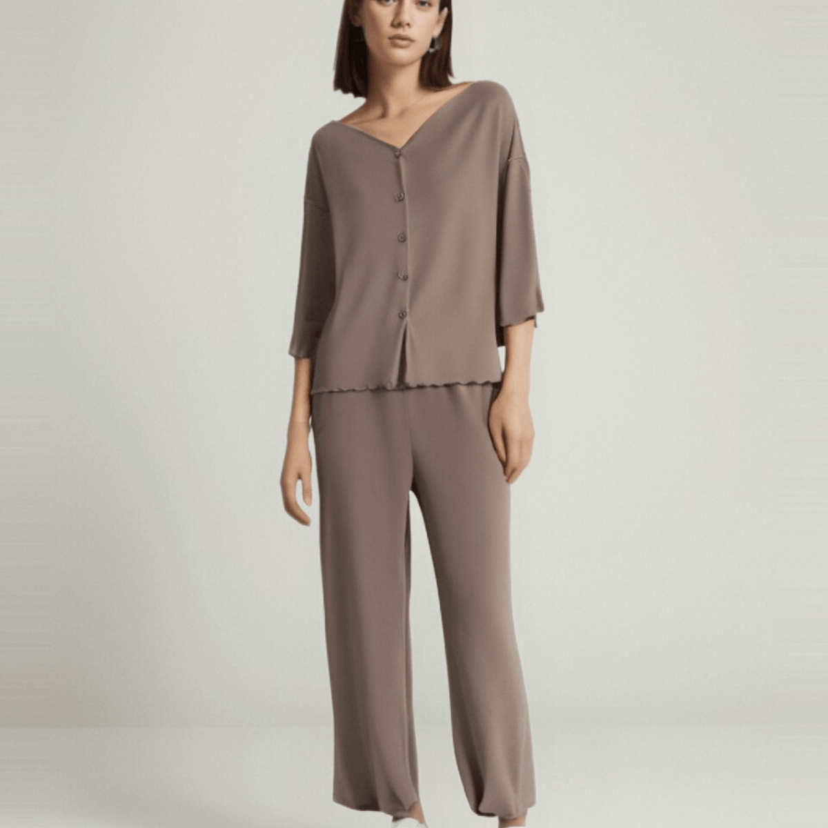 Women's mocha brown modal lounge pajama set