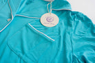 Women's ocean print bamboo button-up pajama short set with contrast piping