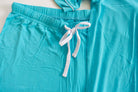 Women's ocean print bamboo button-up pajama short set with contrast piping