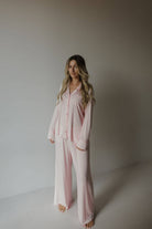Women's pink gingham bamboo button-up pajama set