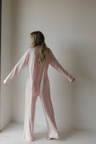 Women's pink gingham bamboo button-up pajama set – view 2