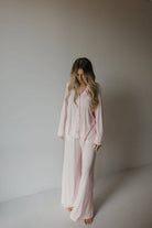 Women's pink gingham bamboo button-up pajama set – view 3
