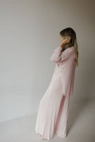 Women's pink gingham bamboo button-up pajama set – view 4