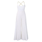 Women's plus size white chain halter backless wide-leg jumpsuit