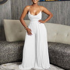 Women's plus size white chain halter backless wide-leg jumpsuit, view 4
