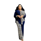 Women's plus size leopard print batwing sleeve top and high-waist pants set