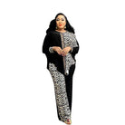 Women's plus size leopard print batwing sleeve top and high-waist pants set, view 4