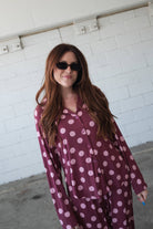 Women's heather rose polka dot bamboo button-up pajama set – view 4