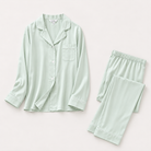 Women's silky satin-finish viscose button-up pajama set