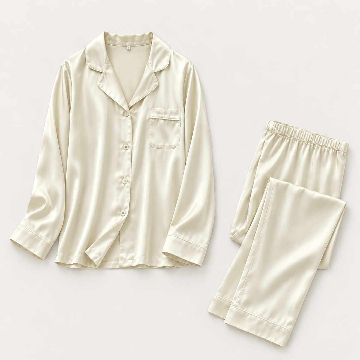 Women's silky satin-finish viscose button-up pajama set