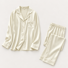 Women's silky satin-finish viscose button-up pajama set