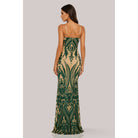 Women's hunter green art deco sequin square neck maxi dress – view 4